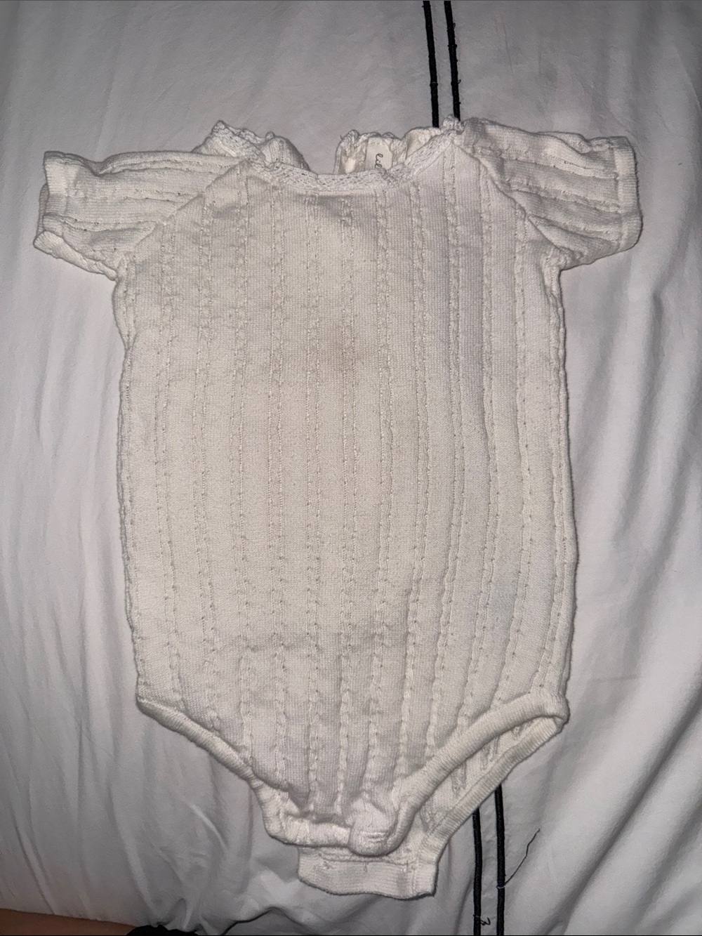 White Knit Baby One-Piece Bodysuit